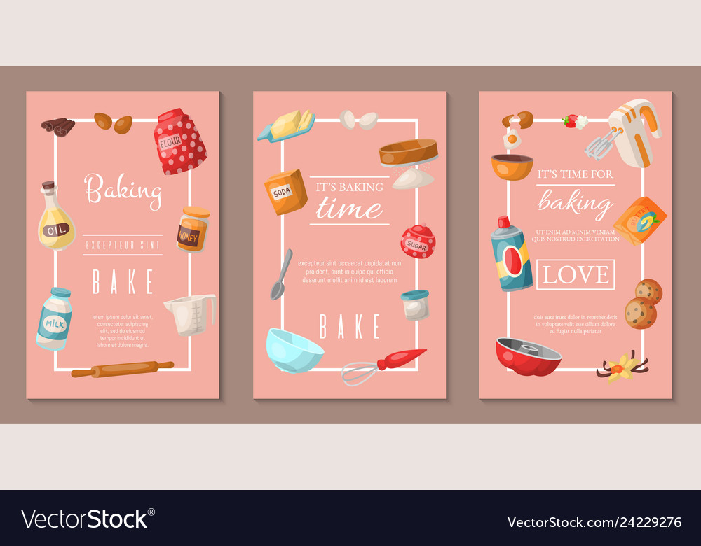 Time for baking set of banners ingredients Vector Image