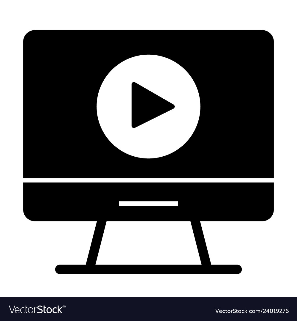 Video player on monitor solid icon computer vector image Video player on monitor solid icon computer