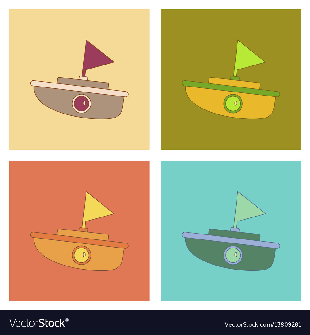 Assembly flat icons kids toy boat