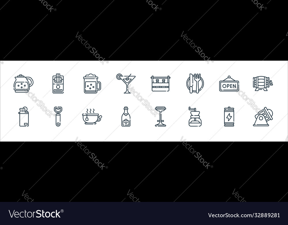 Bar line icons linear set quality vector image Bar line icons linear set quality