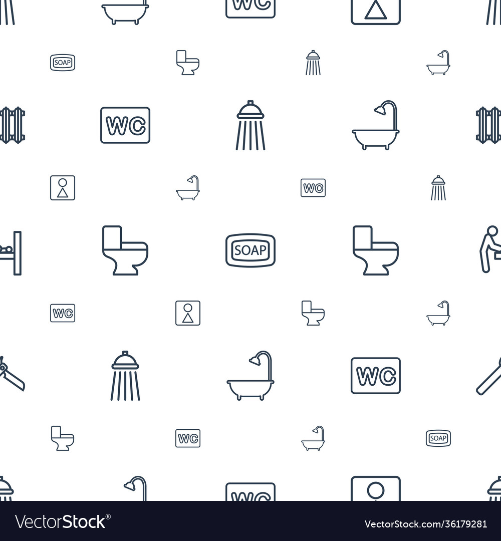 Bathroom icons pattern seamless white background