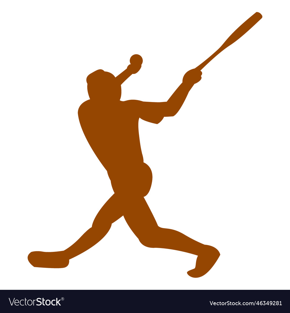 Batter hitting the ball silhouette Royalty Free Vector Image