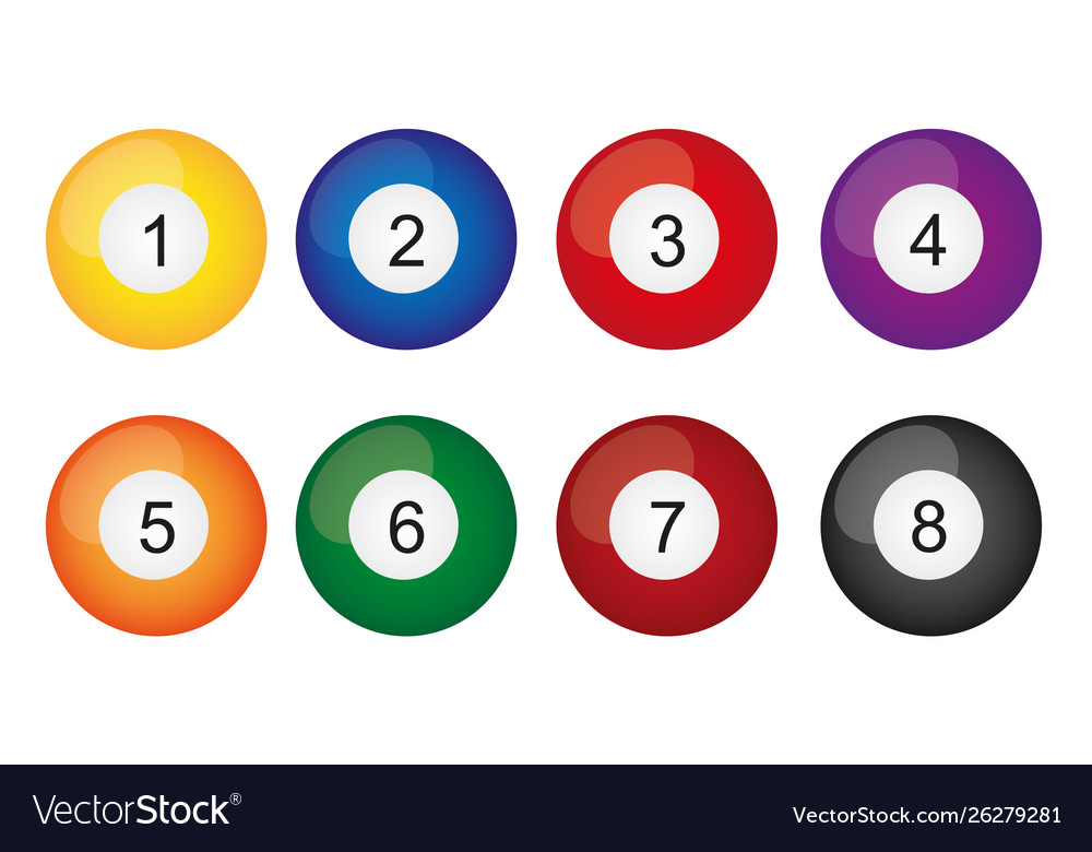 Billiard balls isolated over white background Vector Image