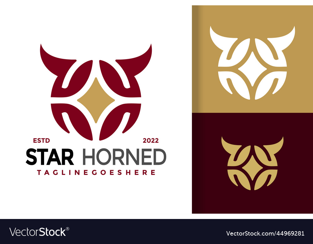 Bull star horned logo design Royalty Free Vector Image