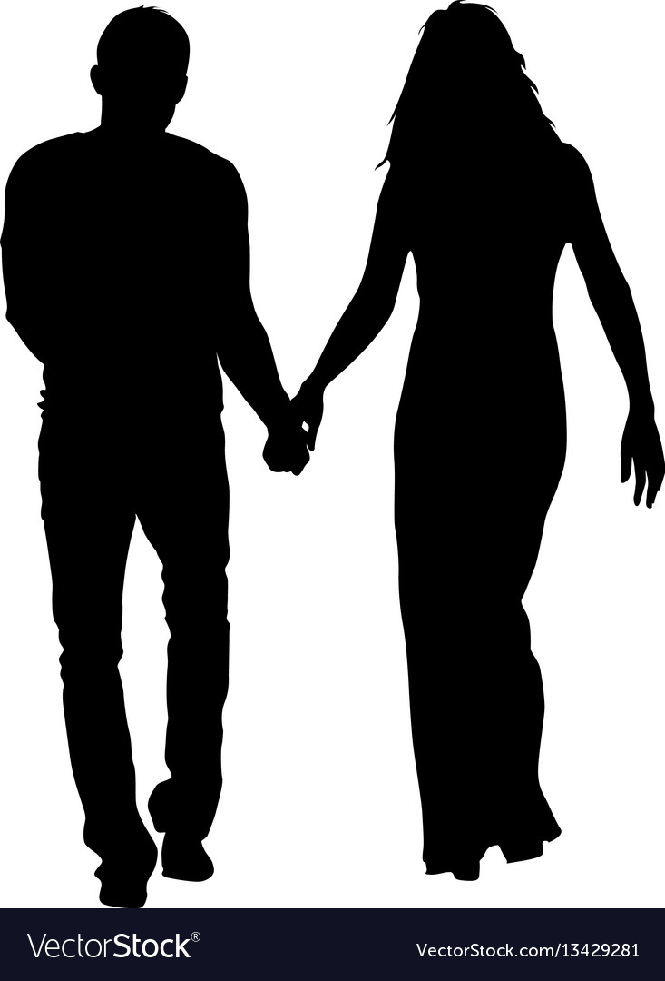 Couples man and woman silhouettes on a white