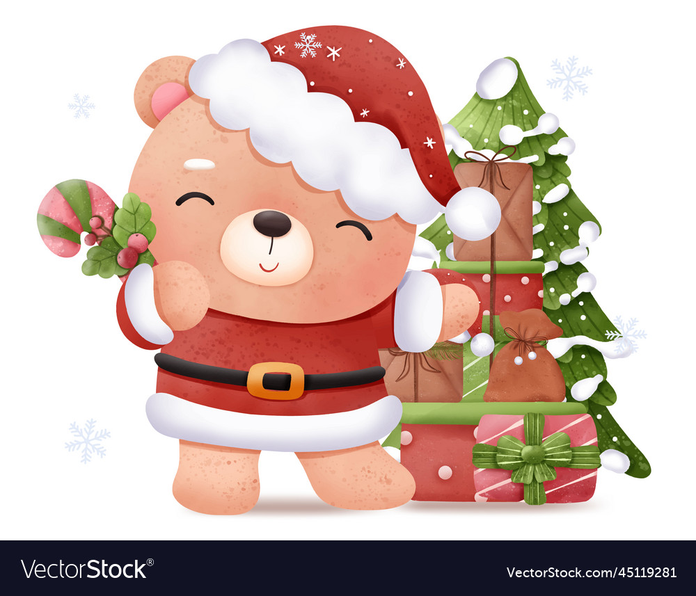 Cute christmas baby bear Royalty Free Vector Image