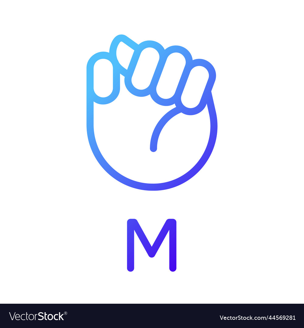Letter m in american sign language pixel perfect Vector Image