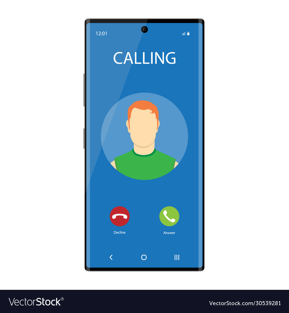 Smartphone with incoming phone call screen user vector image Smartphone with incoming phone call screen user