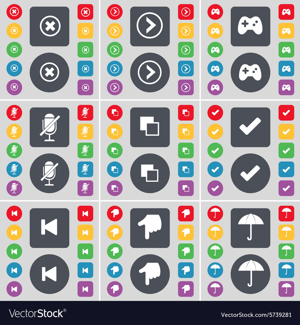 Stop arrow right gamepad microphone copy tick