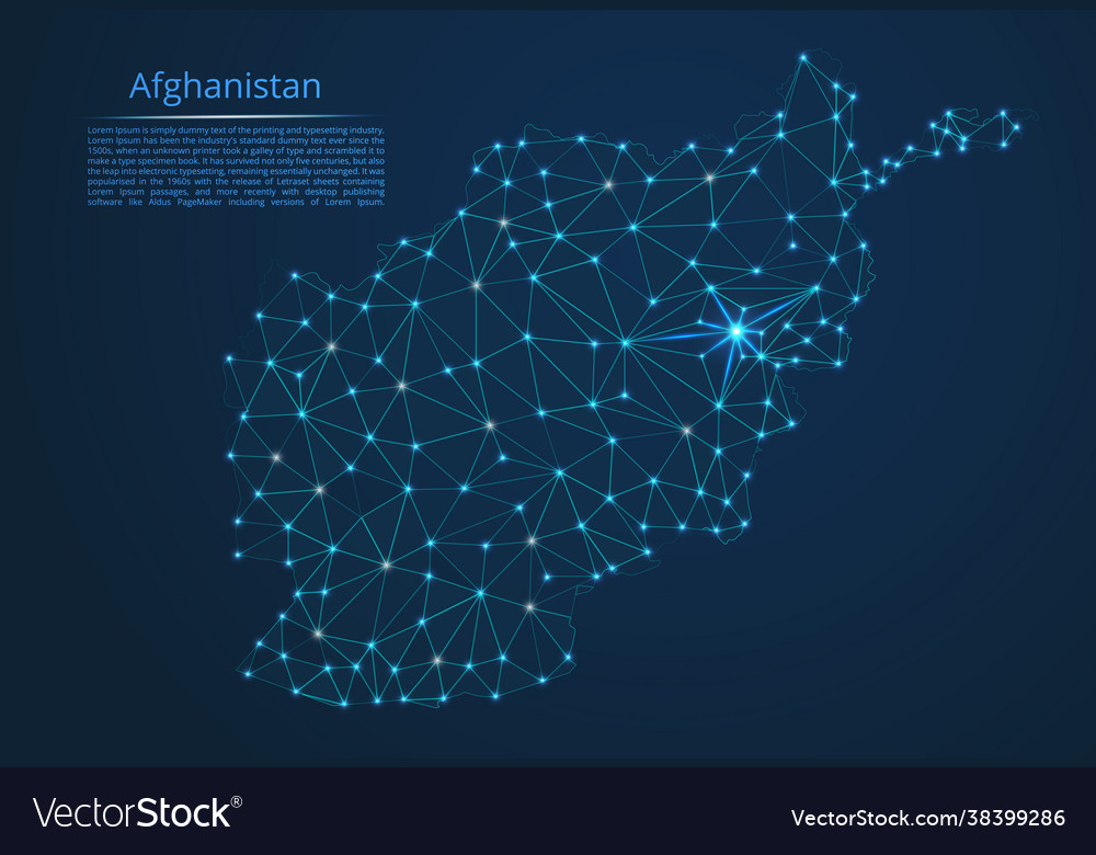 Afghanistan communication network map low poly