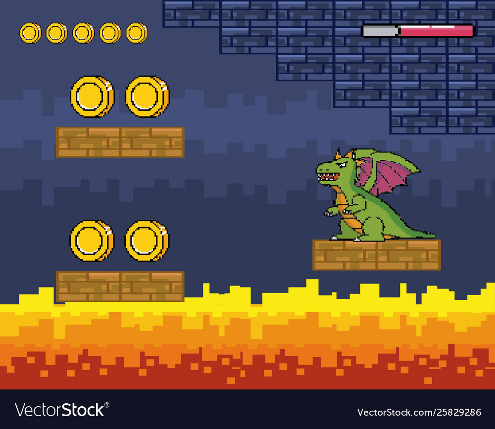 Arcade game world and pixel scene design