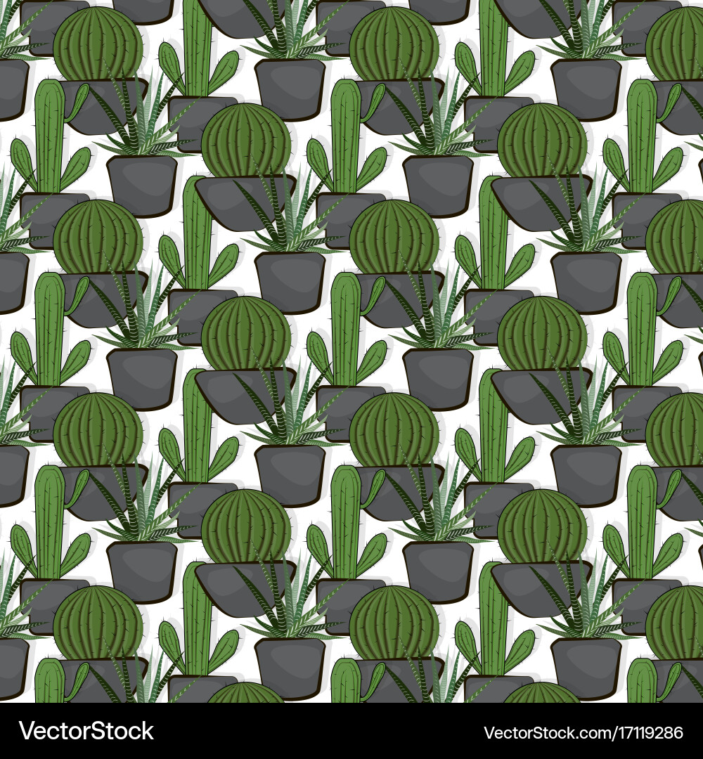 Cactus seamless pattern Royalty Free Vector Image