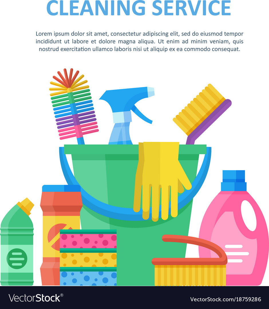 Cleaning service big object set Royalty Free Vector Image