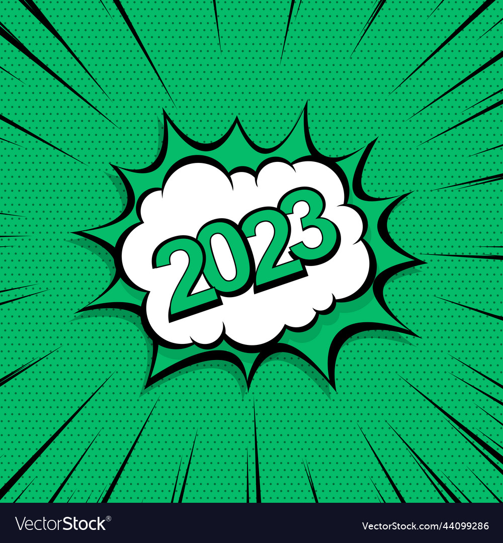 Colorful web template comic zoom new year 2023 Vector Image