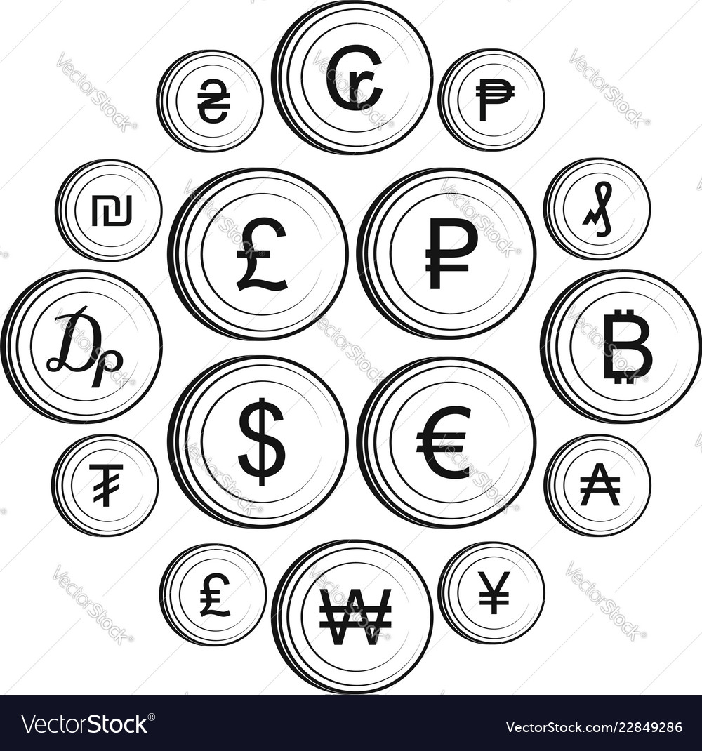 Currency gold coin icons set simple style Vector Image