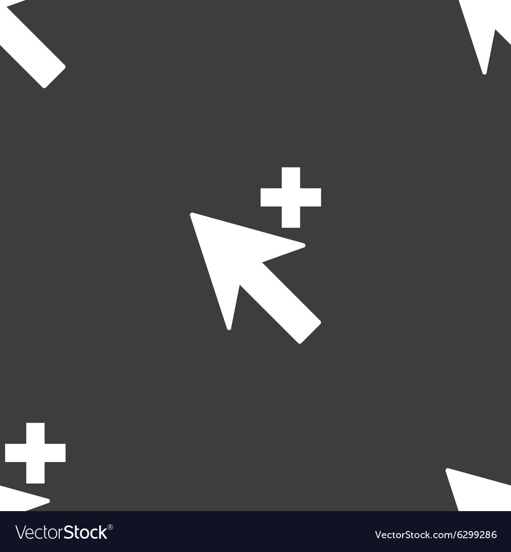 Cursor arrow plus add icon sign seamless pattern
