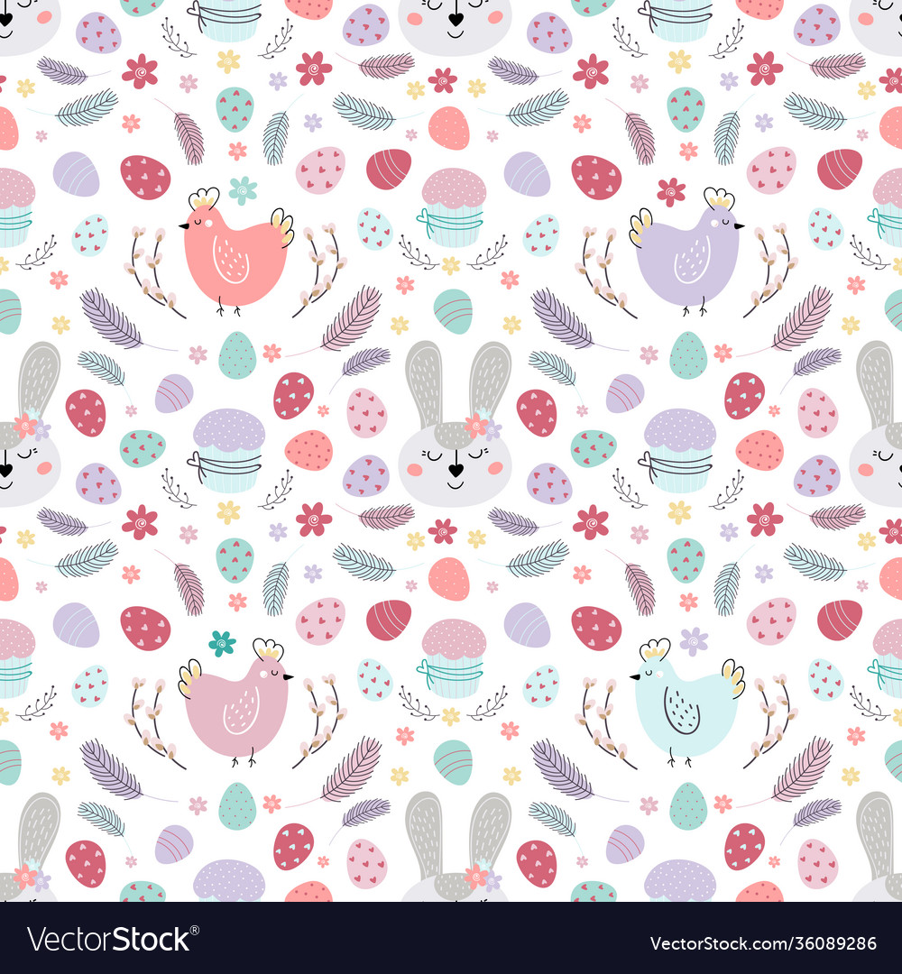 Easter pattern with rabbit bunny vector image Easter pattern with rabbit bunny