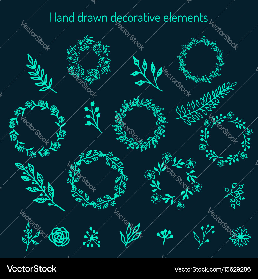 Hand drawn decorative elements Royalty Free Vector Image
