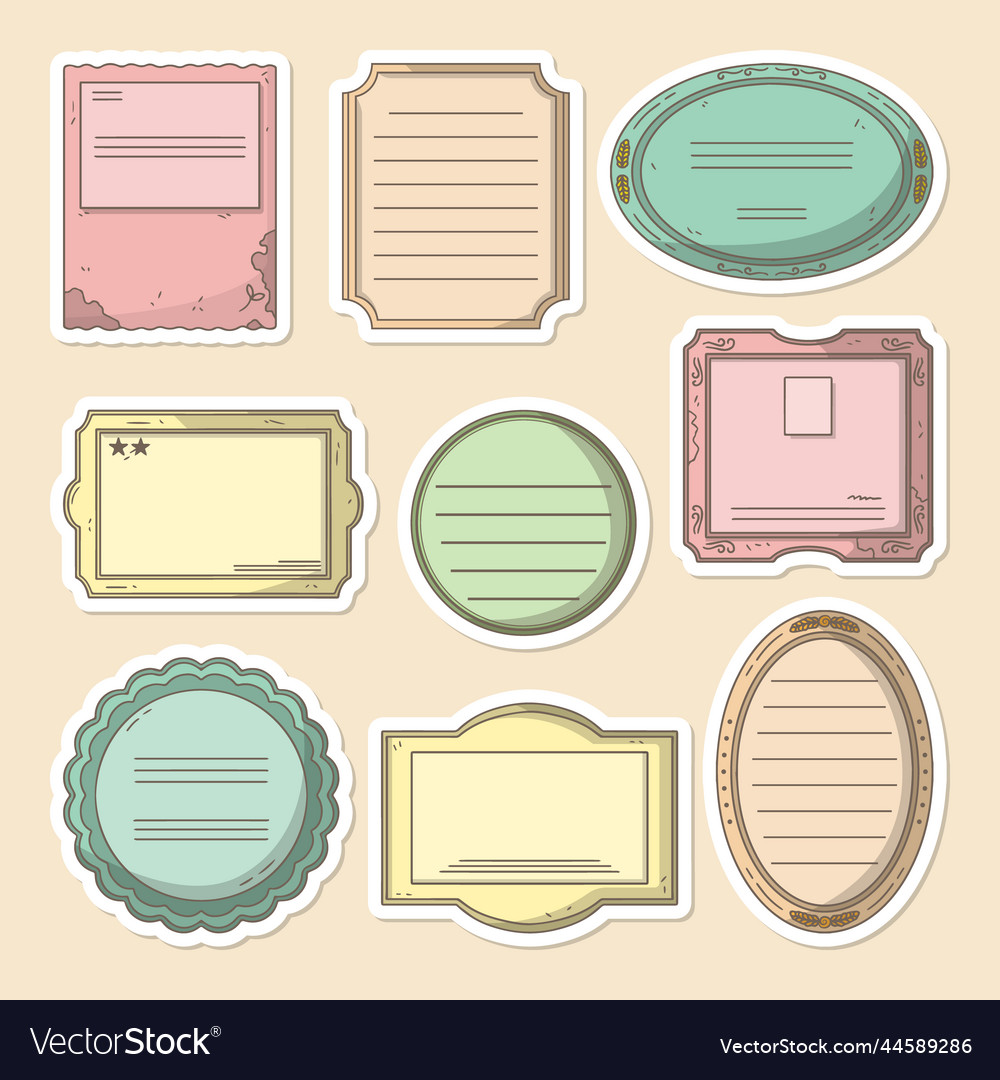 Hand Drawn Vintage Collage Sticker Set Royalty Free Vector