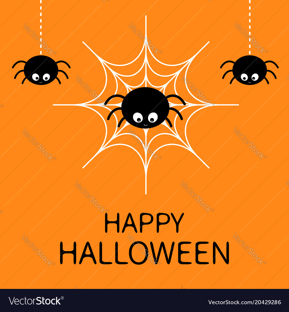 Happy halloween card spider on the web cute