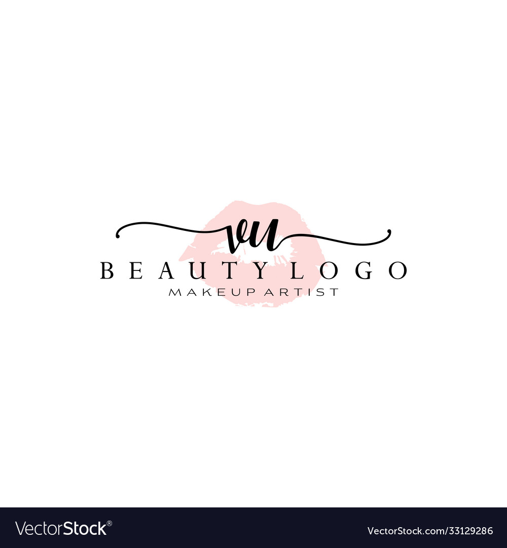 Letter vu watercolor lips premade logo design