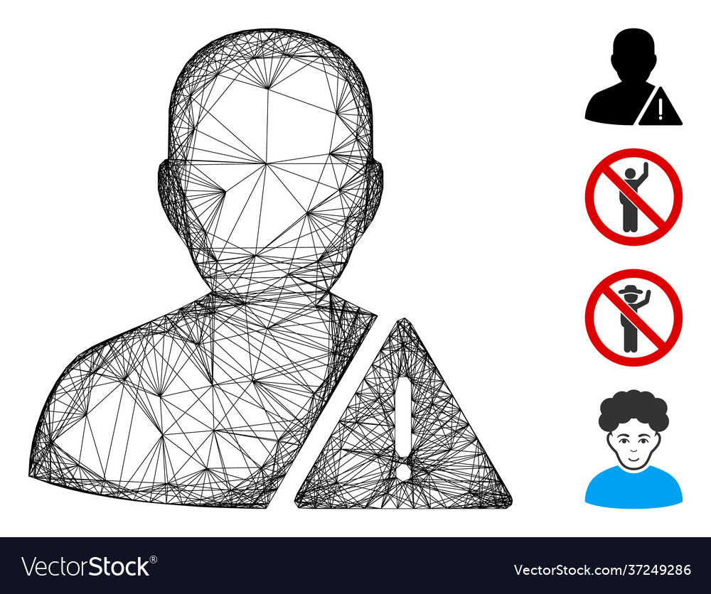 Linear user warning mesh vector image Linear user warning mesh