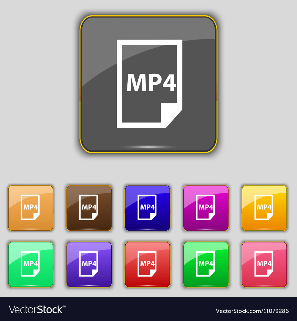 Mp4 icon sign set with eleven colored buttons