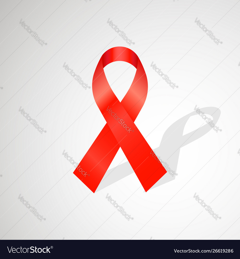 Realistic aids awareness red ribbon isolated Vector Image