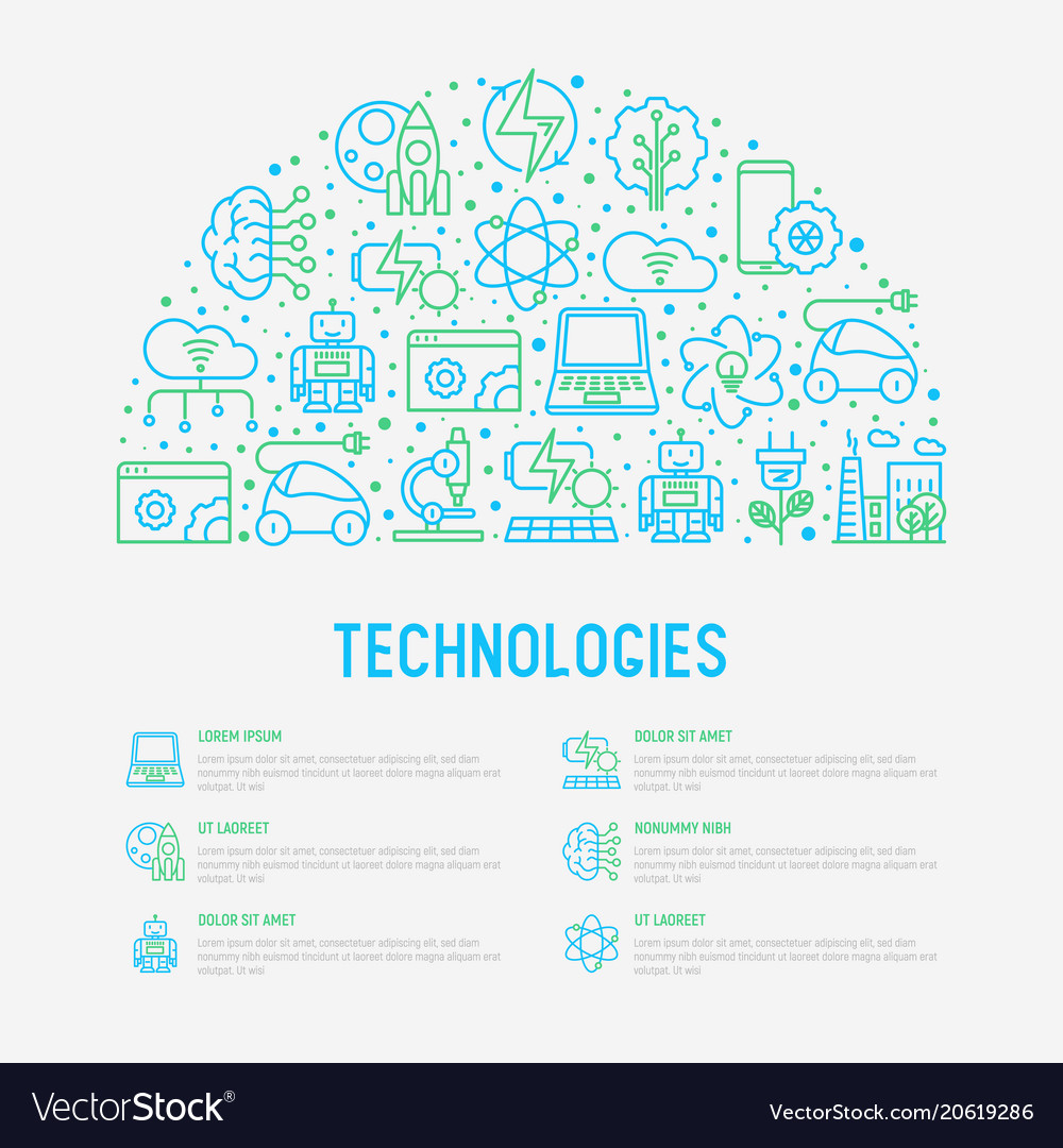 Technologies concept in half circle vector image Technologies concept in half circle