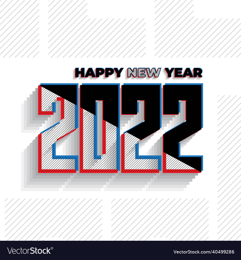 Typography number of 2022 with retro style