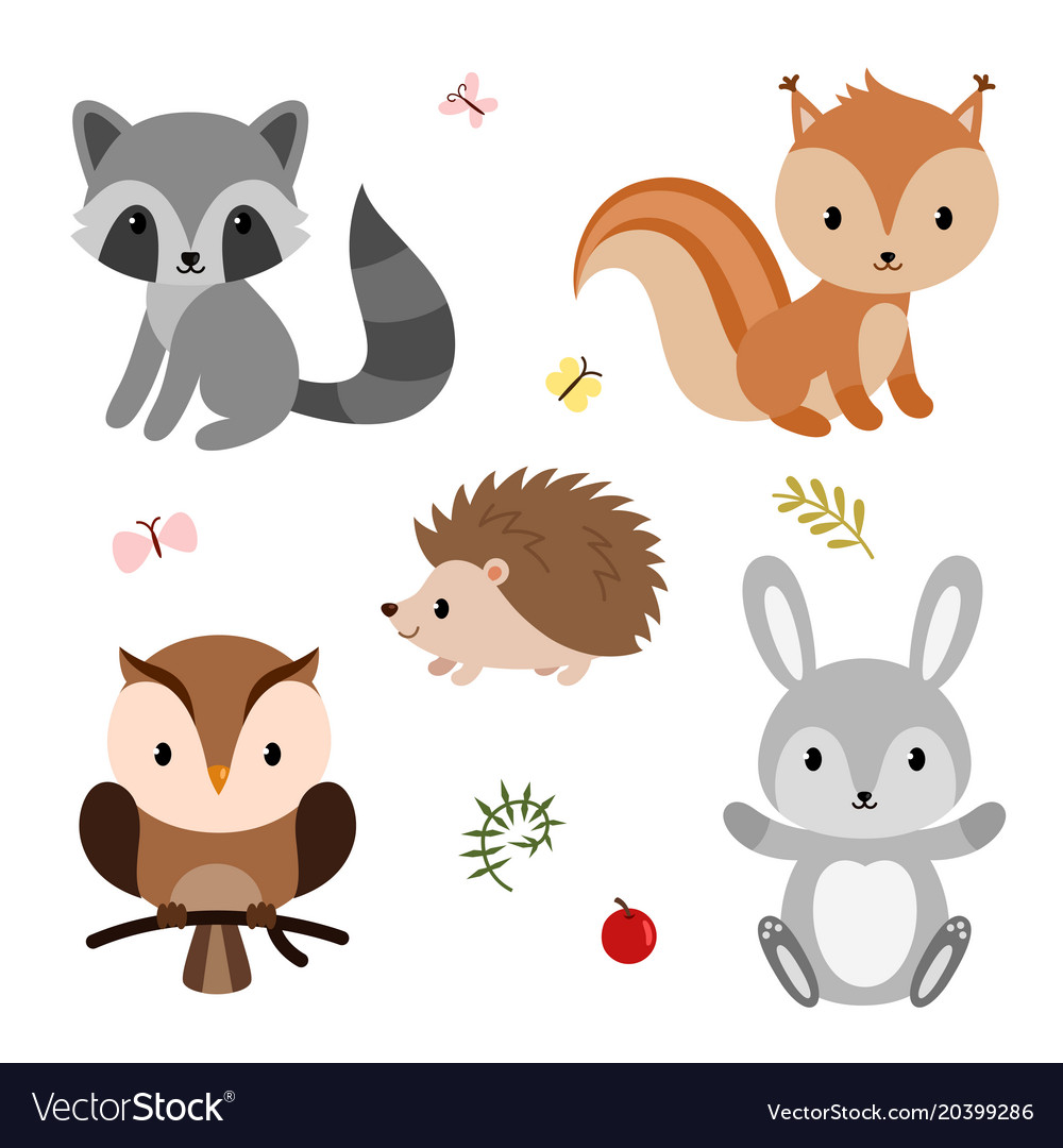 Download Woodland animals set Royalty Free Vector Image