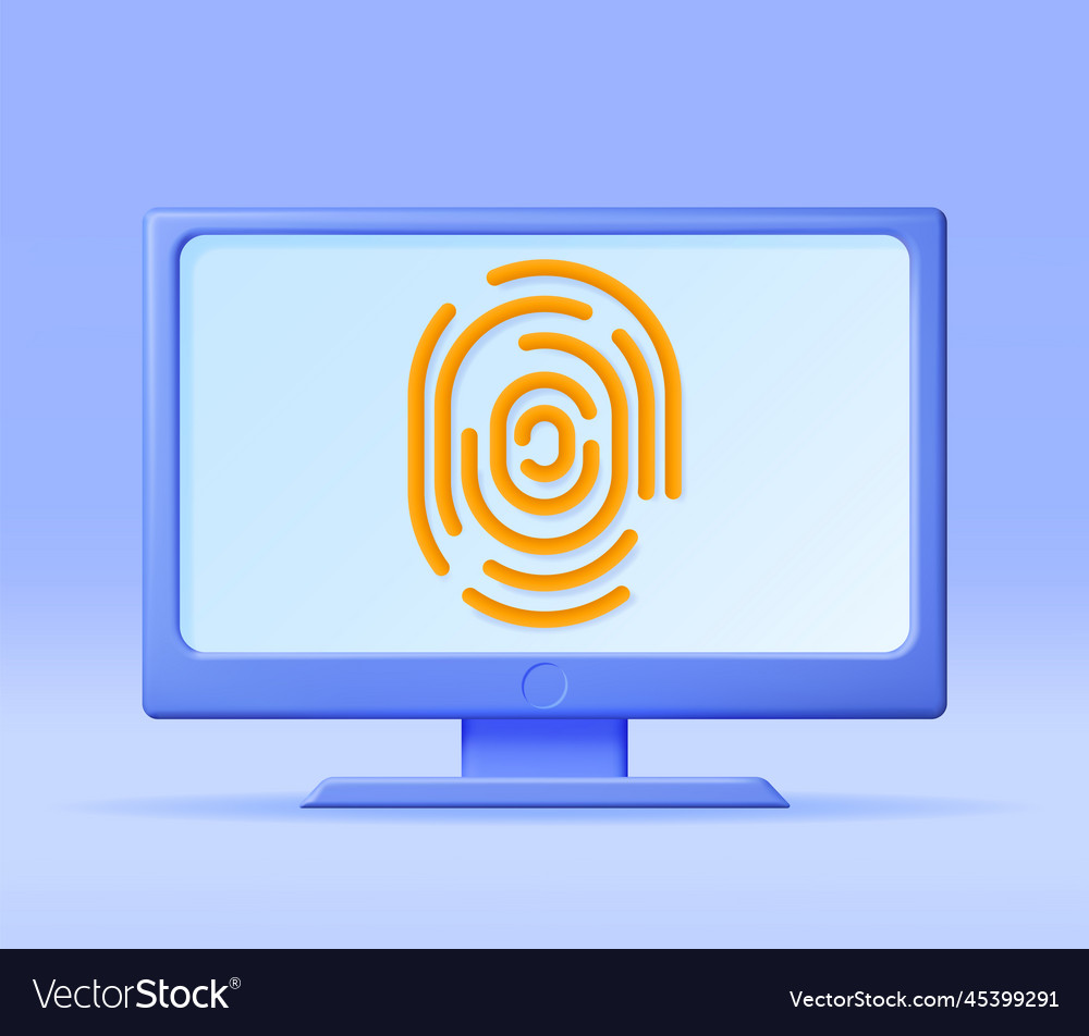 3d fingerprint on computer isolated vector image 3d fingerprint on computer isolated