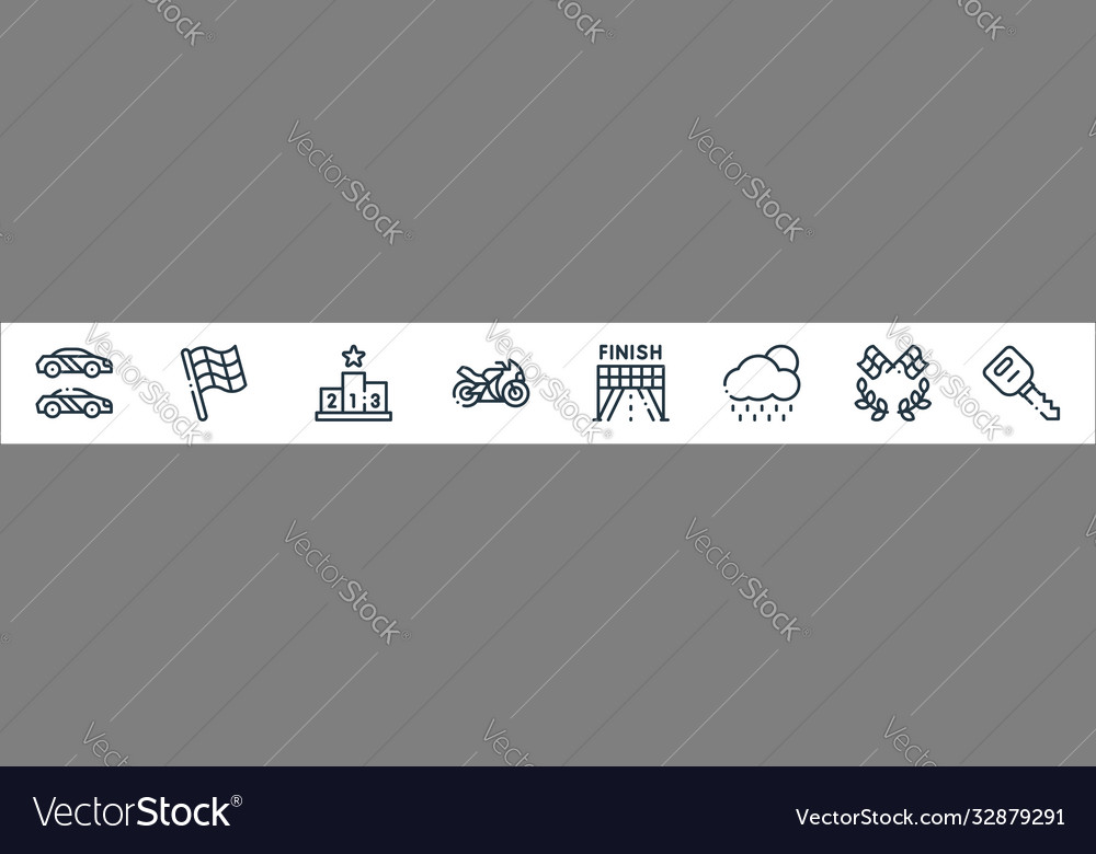 Autoracing line icons linear set quality vector image Autoracing line icons linear set quality