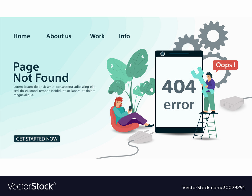Banner oops 404 error page not found internet vector image Banner oops 404 error page not found internet