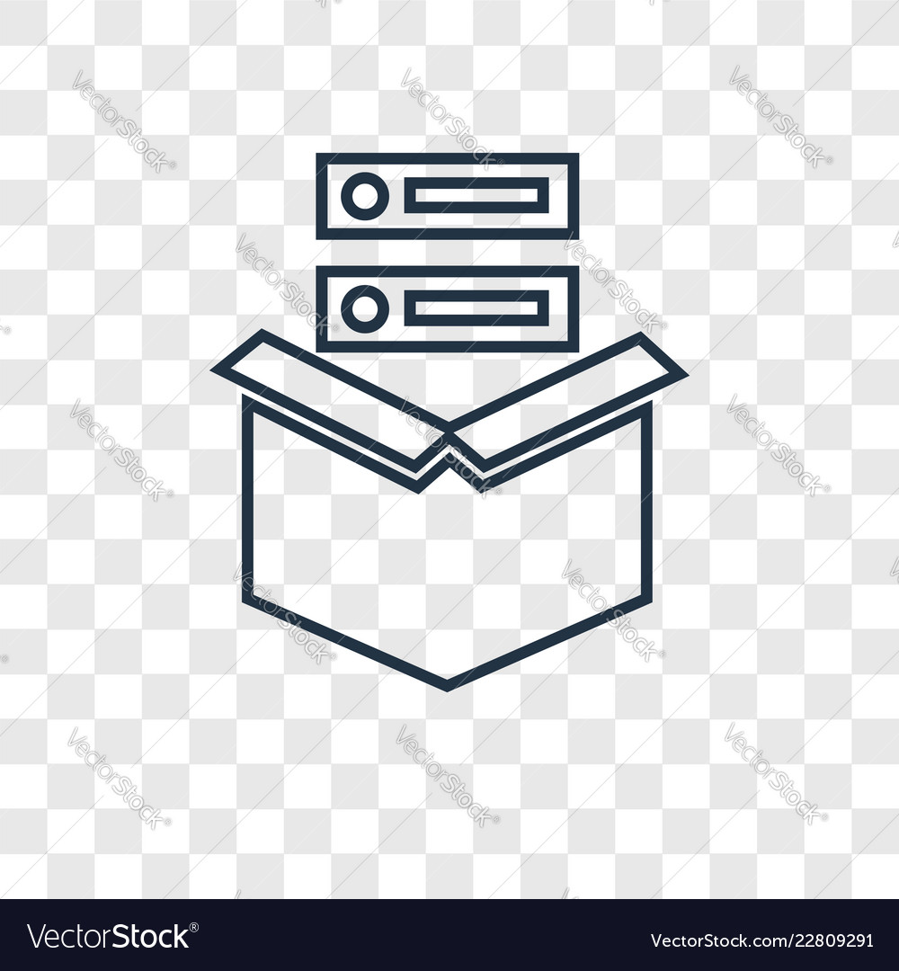 Box concept linear icon isolated on transparent vector image Box concept linear icon isolated on transparent