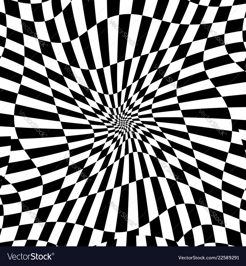 Checkered pattern with distortion effect deformed vector image Checkered pattern with distortion effect deformed
