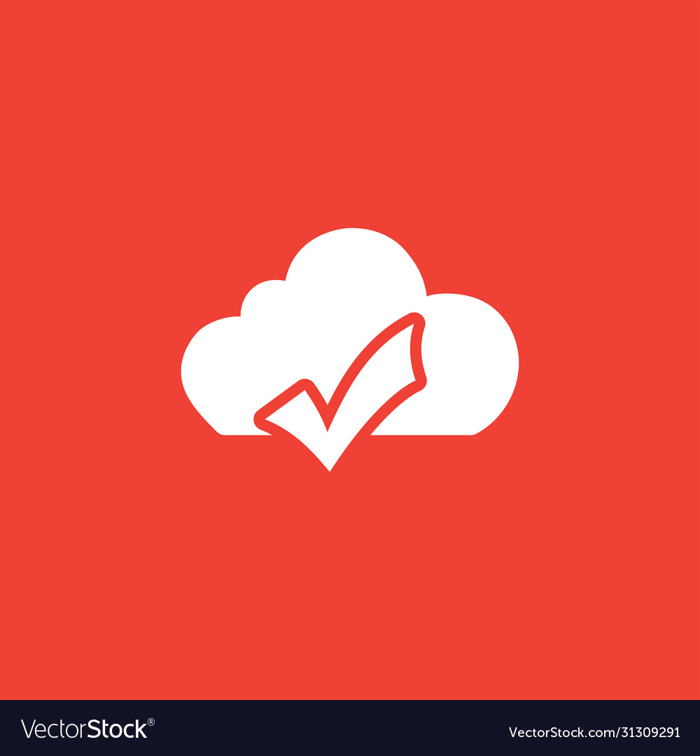 Cloud icon on red background flat style