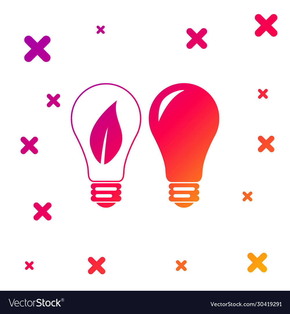 Color classic lamp and light bulb with leaf inside