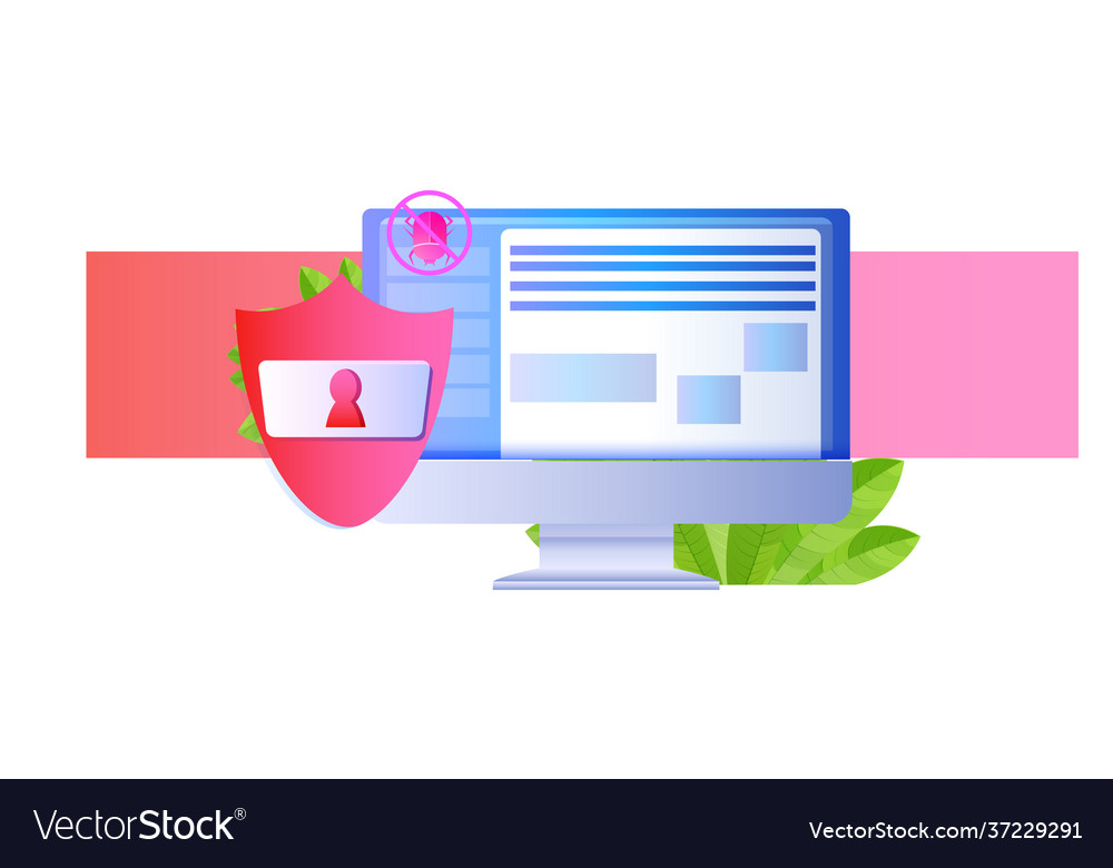 Computer app protection shield data privacy vector image Computer app protection shield data privacy