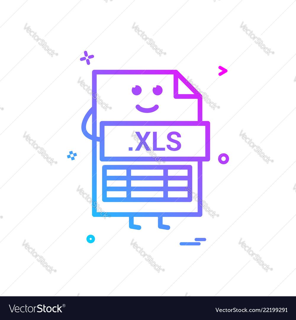 Computer xls file format type icon design vector image Computer xls file format type icon design
