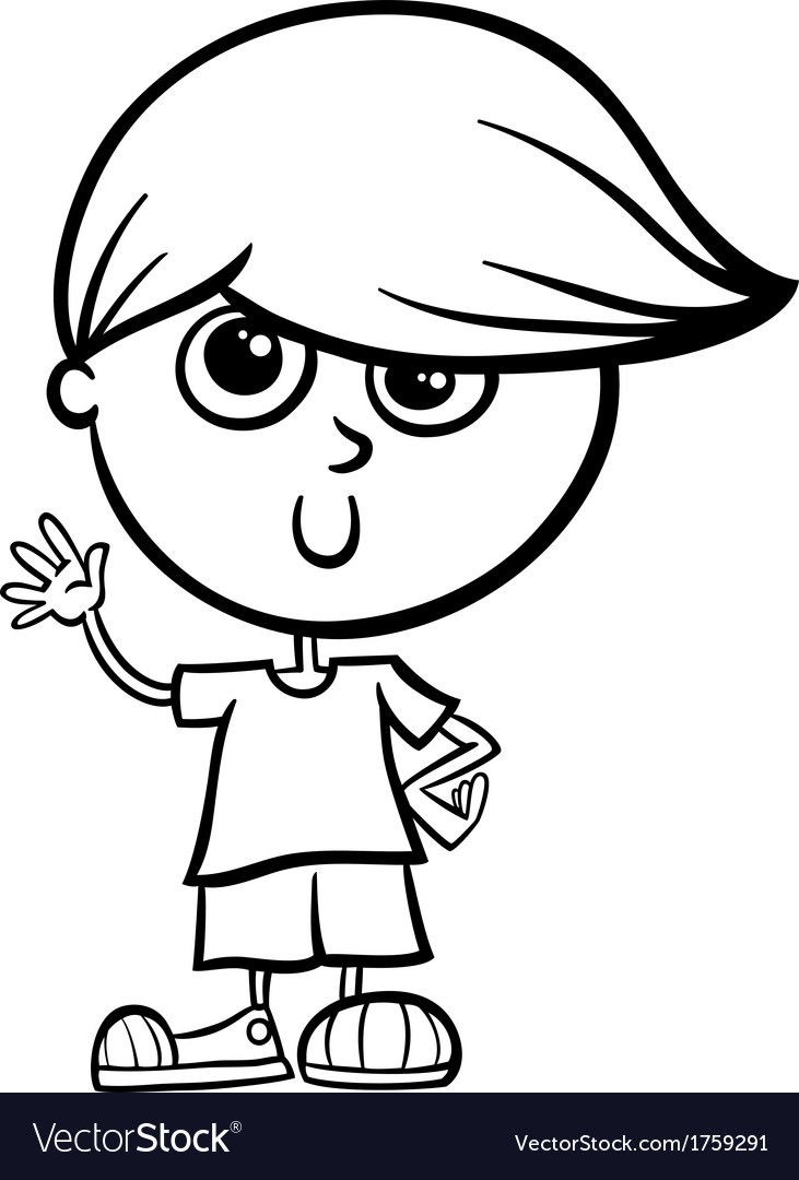 boy cartoon black and white