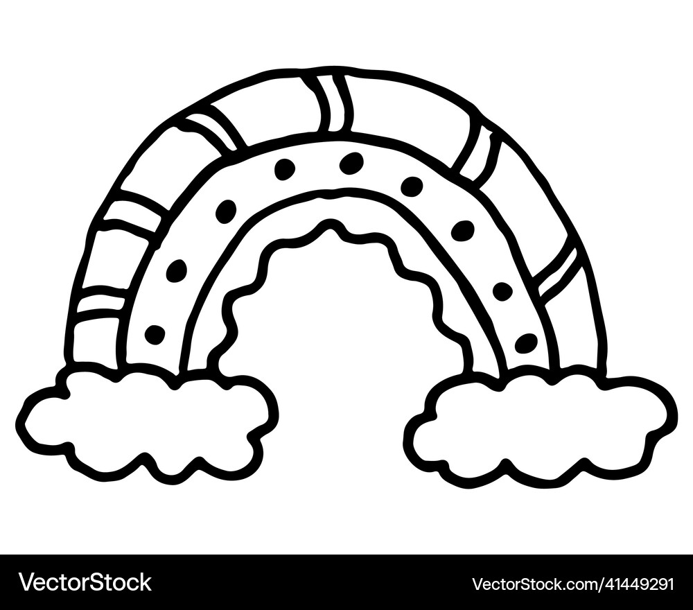 Cute rainbow with clouds Royalty Free Vector Image