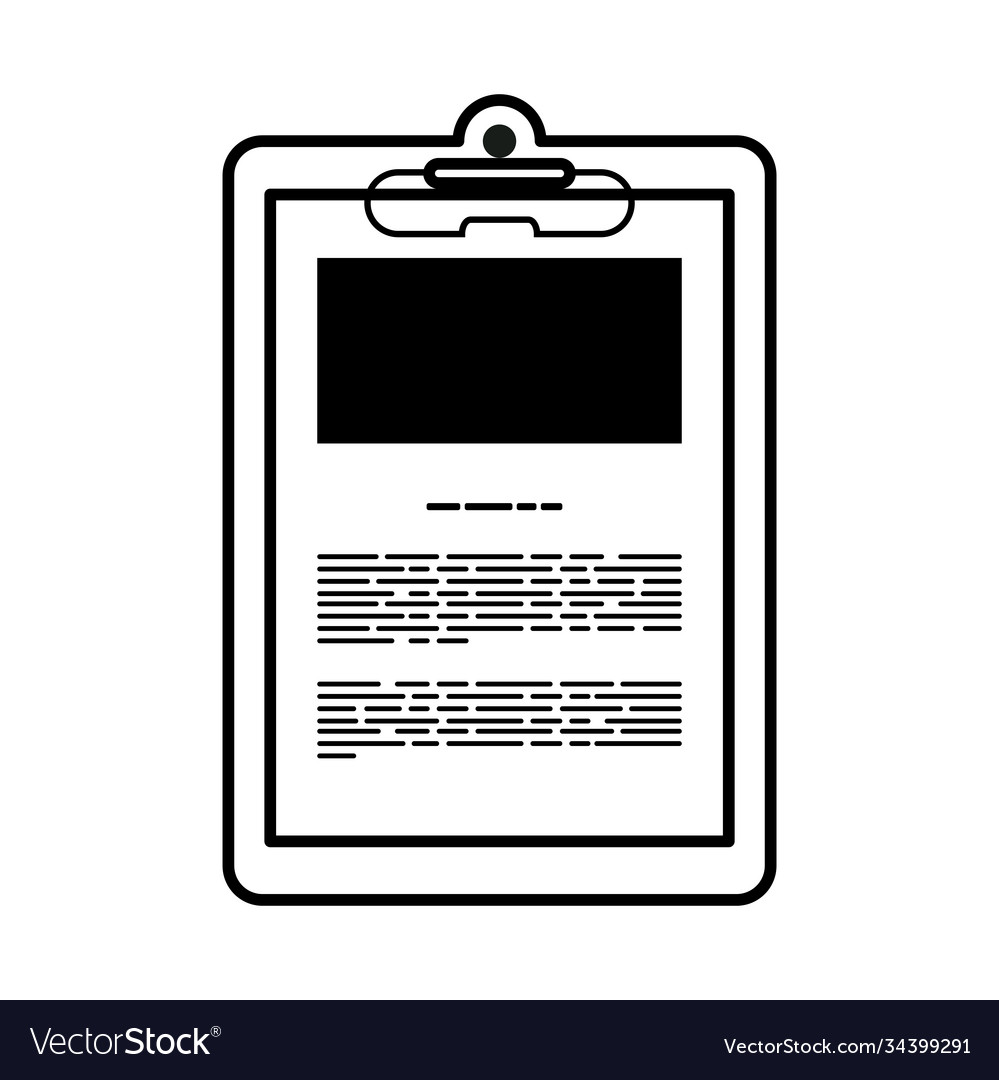 Document file mockup in clipboard line style icon vector image Document file mockup in clipboard line style icon