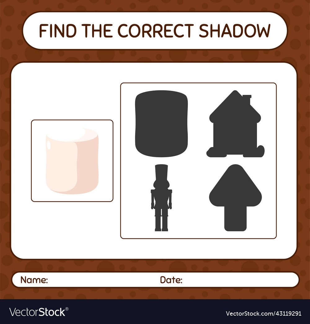 Find the correct shadows game with marshmallow vector image Find the correct shadows game with marshmallow