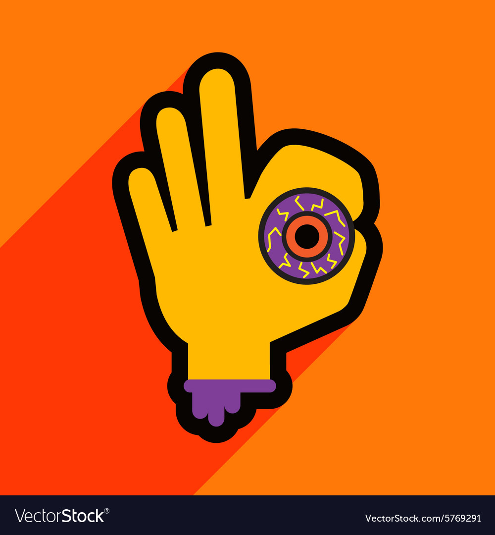 Flat with shadow icon and mobile application hand
