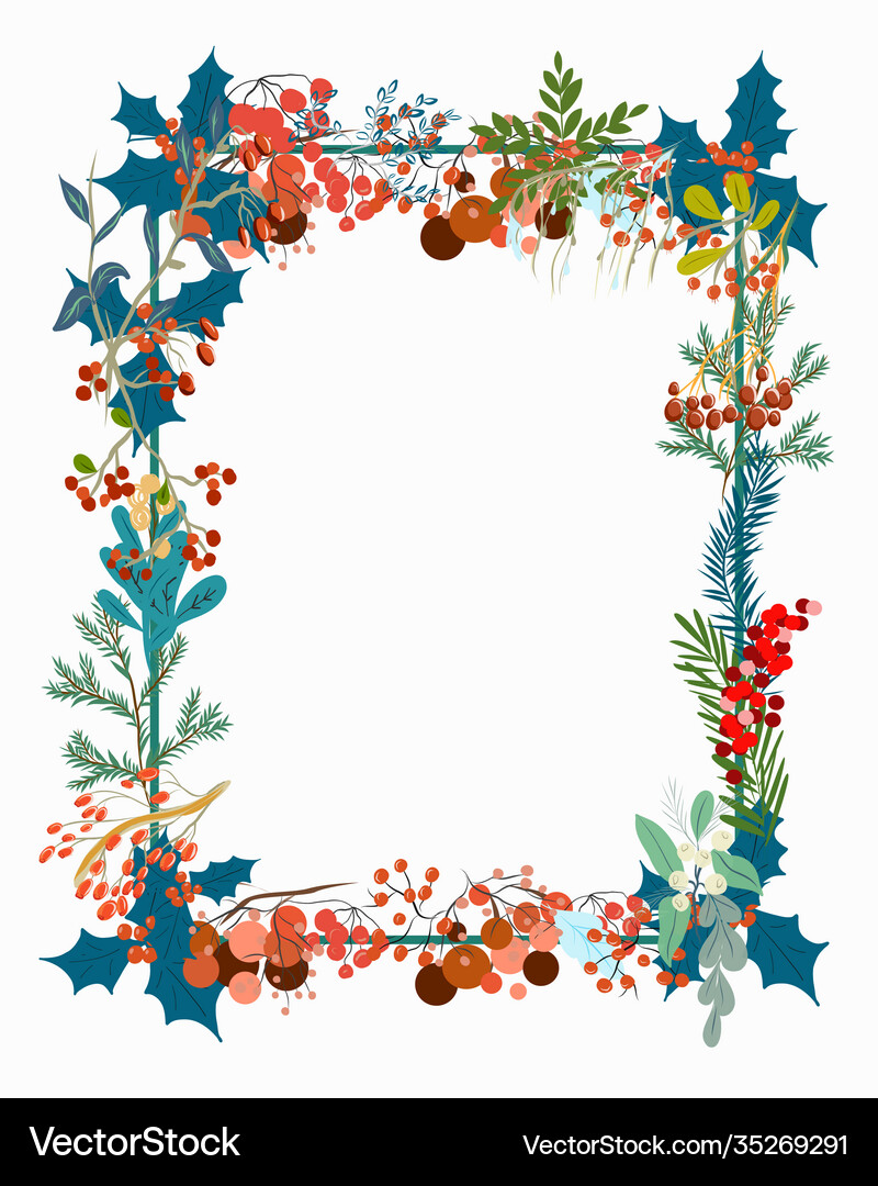 Frame for a postcard with twigs and berries Vector Image