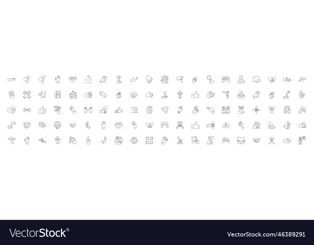 Hands line icons signs set design collection