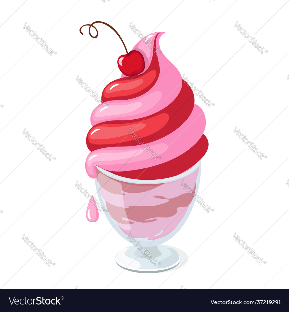 Isolated cherry frozen yogurt on white