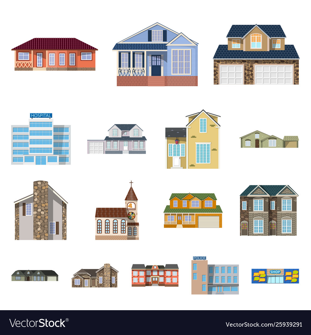 Isolierte Objektbau und Front-Icon-Set vector image Isolierte Objektbau und Front-Icon-Set