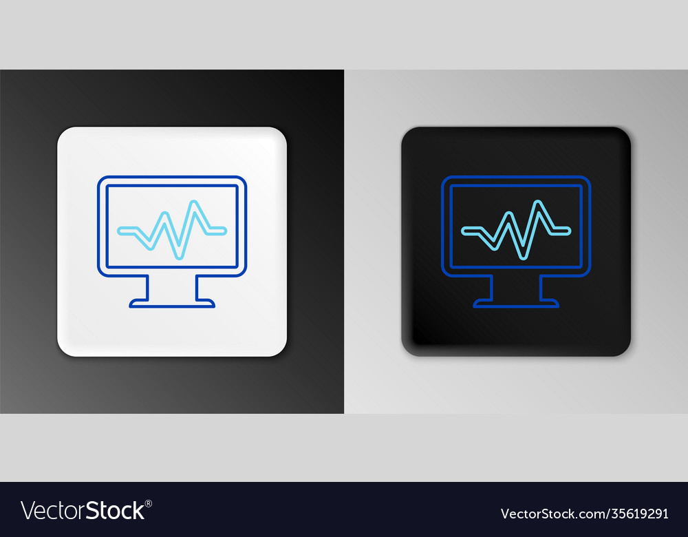 Line computer monitor with cardiogram icon